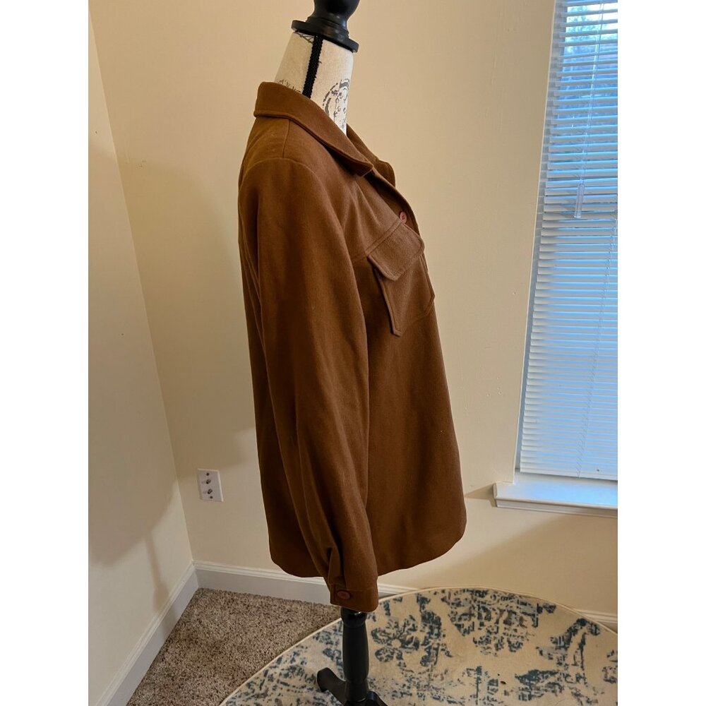 Vintage Fundamental Things Brown Button Front Wool Shacket Blazer Jacket 10 90's - Picture 3 of 12
